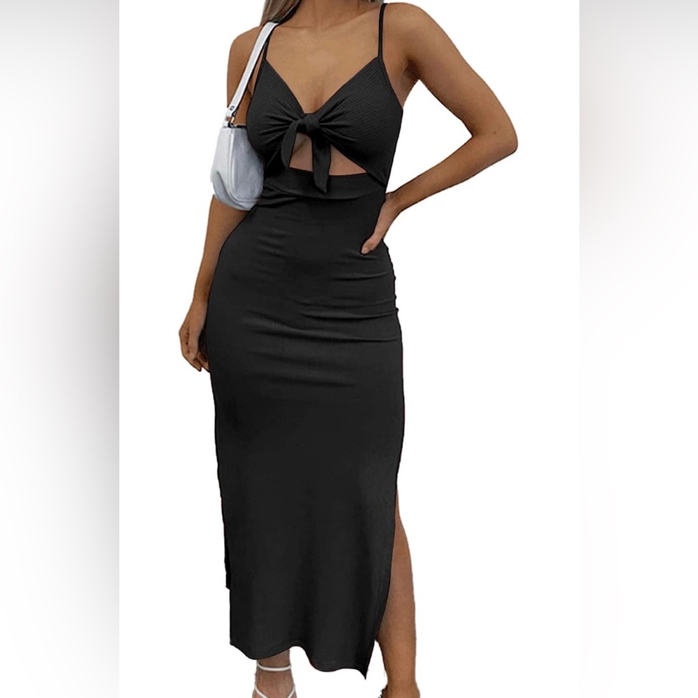 Black bodycon midi dress